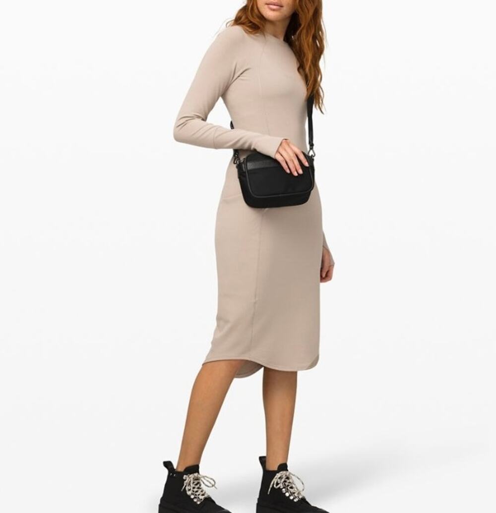 Lululemon Athletica Om and On Tan Long Sleeve Bodycon Casual Dress Size S